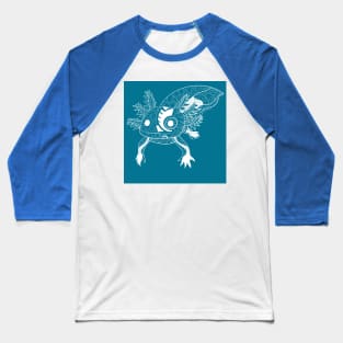 kawaii axolotl in totonac xochimilco pattern style ecopop blue Baseball T-Shirt